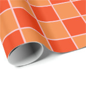 チェッ市松模様にクボード確認チェックオレンジ ラッピングペーパー (ロールコーナー)
