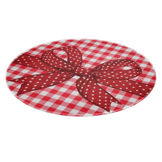 チェッ赤と白ク カッティングボード (角)