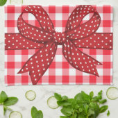 チェッ赤と白ク キッチンタオル (折り畳み)