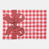 チェッ赤と白ク キッチンタオル (横)