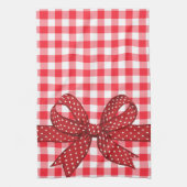チェッ赤と白ク キッチンタオル (縦)