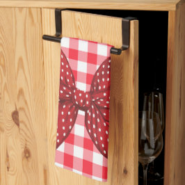 チェッ赤と白ク キッチンタオル