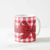 チェッ赤と白ク コーヒーマグカップ (正面右)