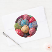チェッ飾クイースター卵 ラウンドシール (封筒)