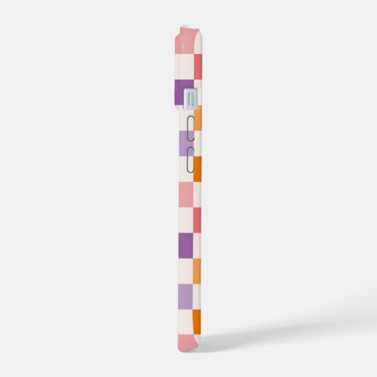 チェッ鮮やかカーボードパターン iPhone 15ケース (左側面)