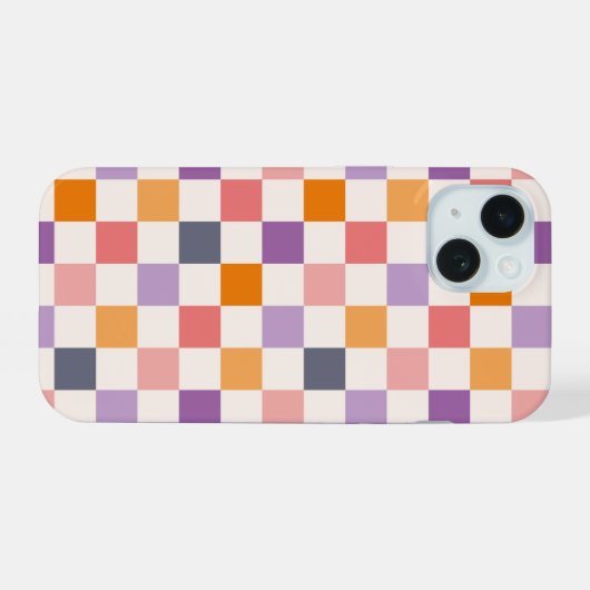 チェッ鮮やかカーボードパターン iPhone 15ケース (裏面横)