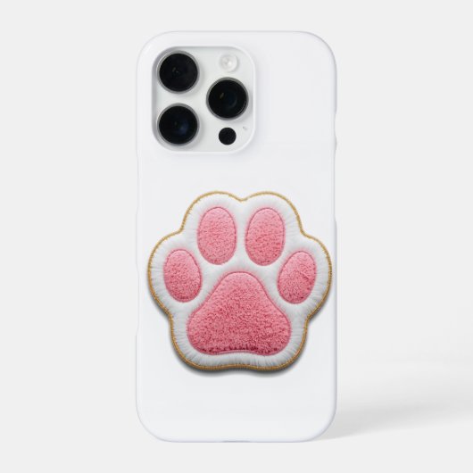 チェニール刺繍ハートの足形ペットマムスマホケース iPhoneケース (裏面)