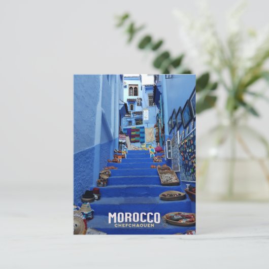チェフチャウエンザモロッコブルーシティグリーティング ポストカード (スタンド正面)