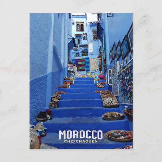 チェフチャウエンザモロッコブルーシティグリーティング ポストカード (正面)