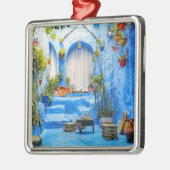 チェフチャウエンブルーシティモロッコオイル絵画ボホ メタルオーナメント (左)