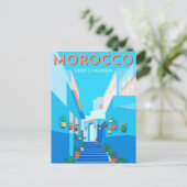 チェフチャウエンモロッコヴィンテージトラベルイラストレーション ポストカード (スタンド正面)