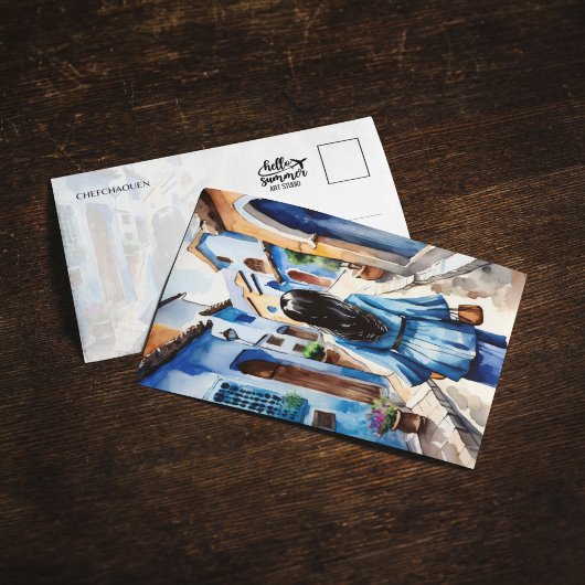 チェフチャウエンモロッコ水彩絵葉書 招待状