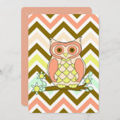 チェフロン招待状テンプレートのカラフルなフクロウ 招待状 (正面/裏面)