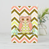 チェフロン招待状テンプレートのカラフルなフクロウ 招待状 (スタンド正面)