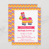 チェブロンピニャータ メキシカンフィエスタ 子供の誕生日パーティー 招待状 (正面/裏面)