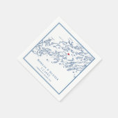 チェベハーギアイランドメーンマップネイビーエレガントな結婚式 スタンダードカクテルナプキン (角)