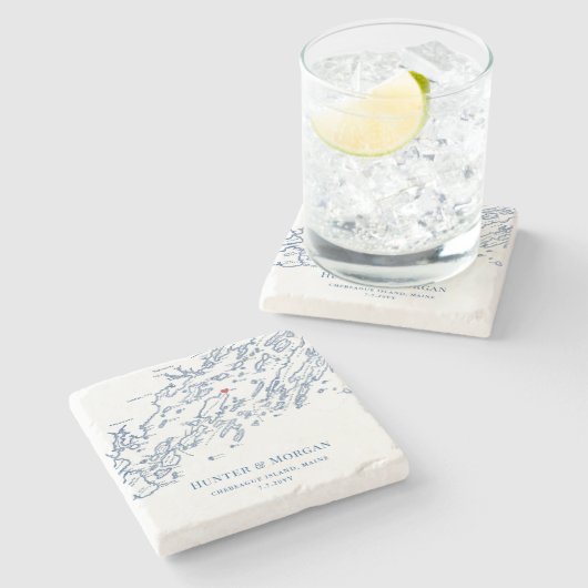 チェベハーグ島メイン目的地の結婚式のお願い ストーンコースター (横)