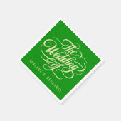 チェリエレガントーと森の緑の色結婚の スタンダードカクテルナプキン (角)