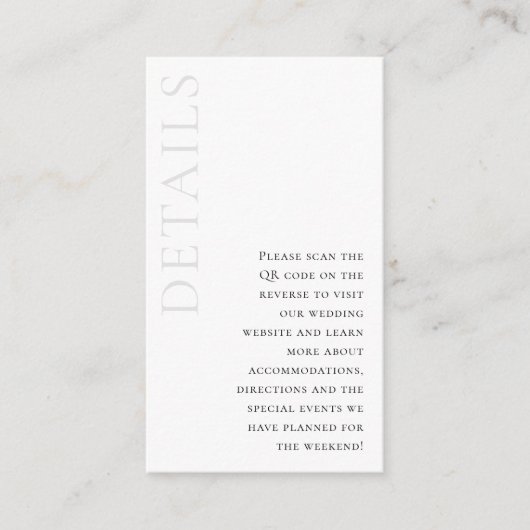 チェリエレガントーズシンプルQRコードの結婚詳細 エンクロージャーカード (正面)