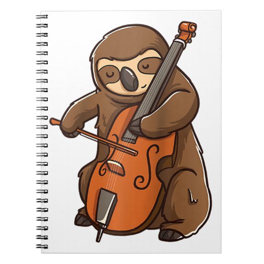 チェリストsloth celloプレイヤーのオーケストラ音楽の動物 ノートブック (正面)