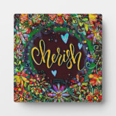 チェリッシュフローラモダンかわいらし抽象芸術イーゼル フォトプラーク (正面)