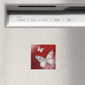 チェリル・ダニエルズの「グリッター蝶」（赤） マグネット (インサイチュ (食洗機))