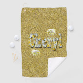 チェリル、フランジパニ・ゾウと金ゴールドの名だ。 ゴルフタオル (インサイチュ)