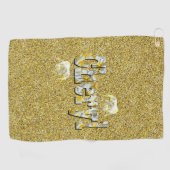 チェリル、フランジパニ・ゾウと金ゴールドの名だ。 ゴルフタオル (横)