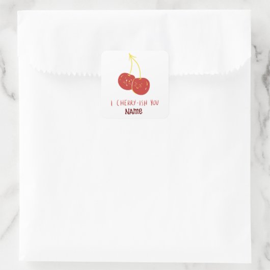 チェリーが好きよ ユーモア溢れる愛のカップル スクエアシール (バッグ)