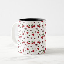 チェリーとリボンパターンコーヒーマグ