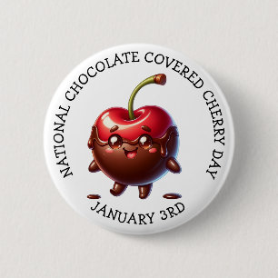 チェリーをチョコレートでコーティングする全国デー(1月3日) 缶バッジ