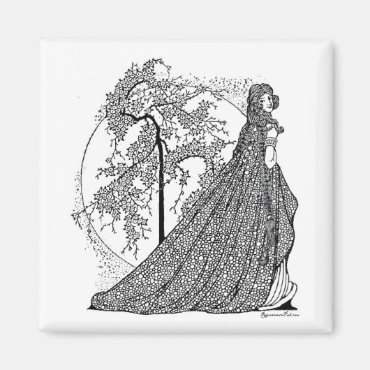 チェリーアムールヴィンテージファンタジーアートスクエアマグネット マグネット (正面)