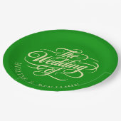 チェリーエレガントとフォレストグリーン結婚ズ ペーパープレート (アングル)