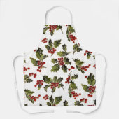 チェリーエレガントカラフルクリスマスホリー エプロン (正面)