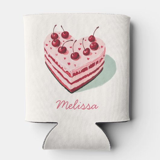チェリーオントップ ピンクハートケーキ ブライダルシャワー 缶クーラー (裏面)