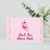 チェリーケーキ ピンクフリル ブライダルシャワー サンキューカード (スタンド正面)