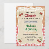 チェリーシャワーの誕生日パーティー招待状 招待状 (正面/裏面)