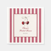 チェリーストライプのブライダルシャワー スタンダードカクテルナプキン (正面)