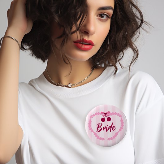 チェリーテーマのブライズシャワー花嫁 缶バッジ