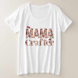 チェリーデザイン タイポグラフィーママクラフター プラスサイズTシャツ