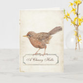 チェリーハローヴィンテージロビンパーチメント カード (黄色い花)