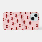 チェリーパターンのiPhoneケース iPhone 15ケース (裏面横)