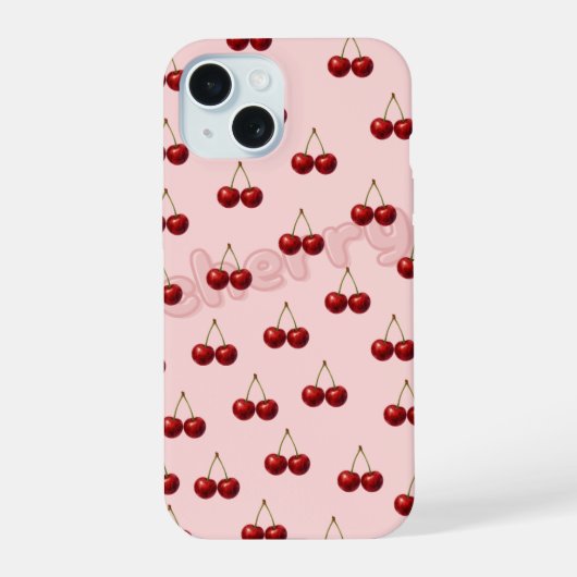 チェリーパターンのiPhoneケース iPhone 15ケース (裏面)