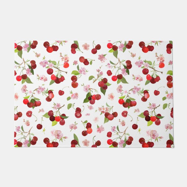 チェリーパターン1 ドアマット (正面)