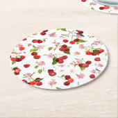 チェリーパターン1 ラウンドペーパーコースター (アングル)