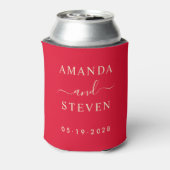 チェリーピッキング ピンクのカップル名と結婚式の日付 缶クーラー (缶裏面)