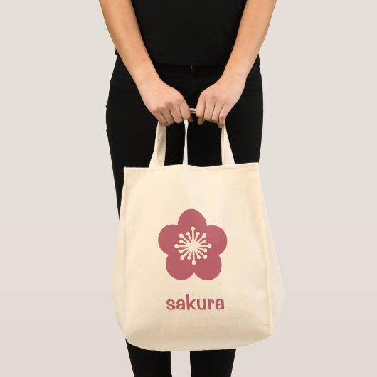 チェリーピンクの桜の花のシルエット トートバッグ (正面(商品))