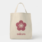 チェリーピンクの桜の花のシルエット トートバッグ (裏面)