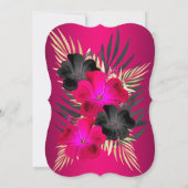 チェリーピンク金ゴールドパームスハイビスカスバースデーパーティー 招待状 (裏面)