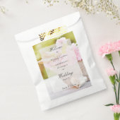 チェリーフラップピンクの花結婚編集可能 フェイバーバッグ (封をした状態)